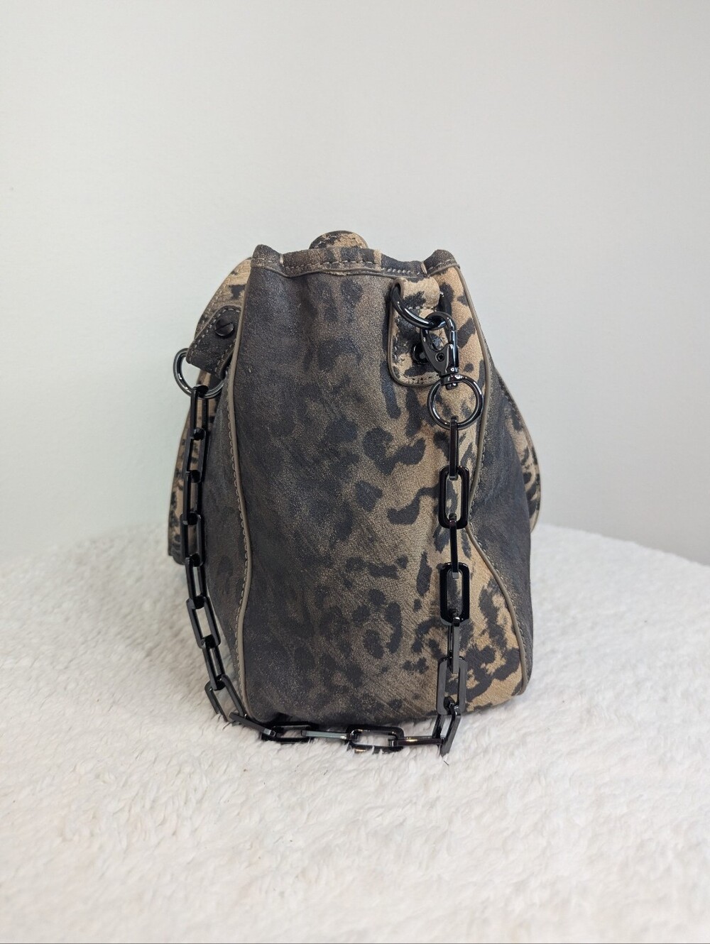 Tory Burch Amanda Leopard Print Satchel Chain Strap NWT Tag Coconut 11109017 - Picture 4 of 15